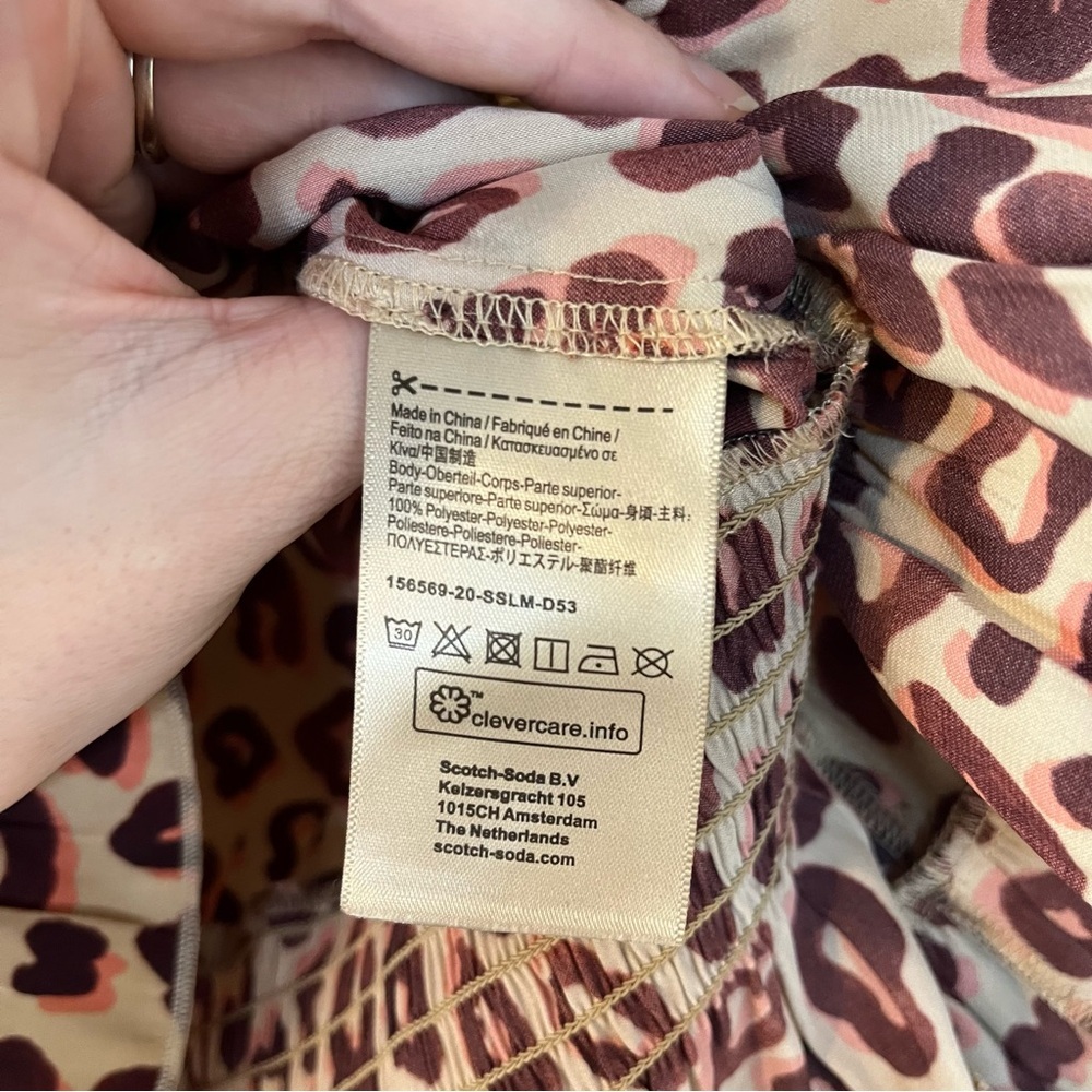 Scotch and Soda Aloha Hula Top Size Small Leopard Blouse Peplum - Picture 5 of 6
